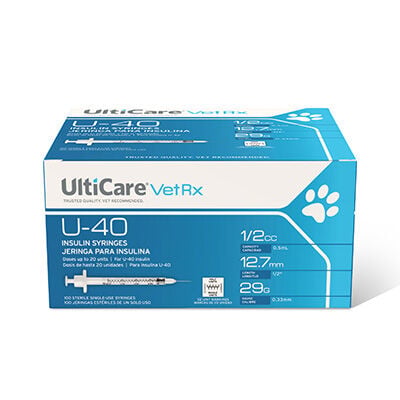 UltiCare VetRx U-40 Insulin Syringes 1/2 Unit Markings